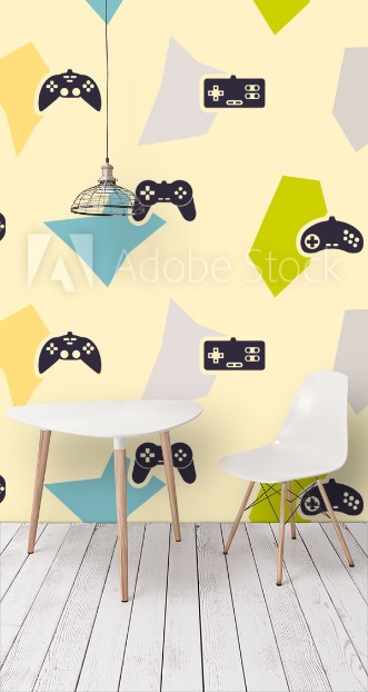 Bild på Seamless background with game consoles for your design